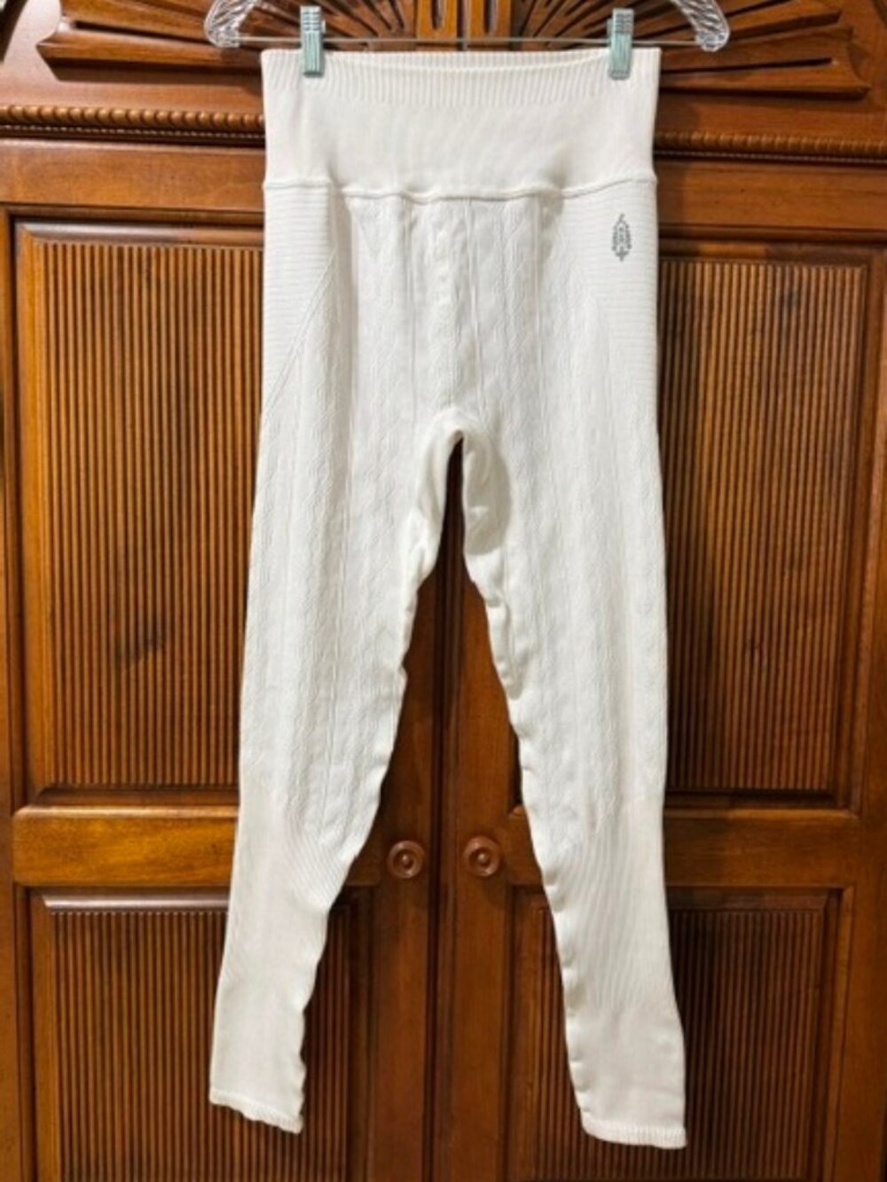 Free People FP Movement Leggings Ribbed Activewear Off White M/L NWOT